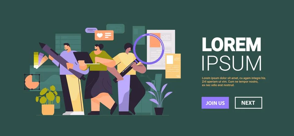 Digital designers programmer and analyst team working together developers opt Stock Illustration