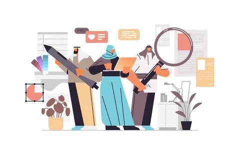 Digital designers programmer and analyst team working together developers Stock Illustration