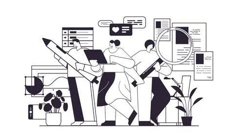 Digital designers programmers and analysts team working together developers Stock Illustration