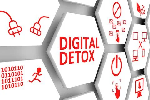 DIGITAL DETOX concept cell background 3d illustration Stock Illustration