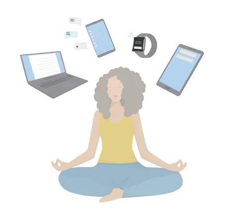 Digital detox concept. Refrains from using digital devices. Stock Illustration