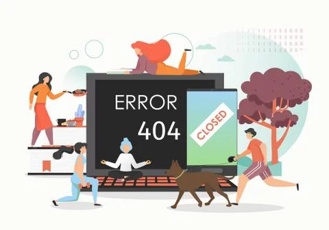 Digital detox concept vector flat style design illustration Stock Illustration