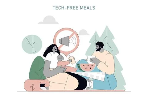 Digital Detox. Flat Vector Illustration Stockillustratie