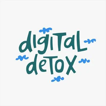 Digital detox - hand-drawn quote. Stock Illustration