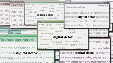 Digital detox pop up windows seamless looped Stock Footage 337989578