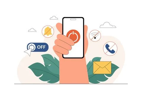 Digital Detox Vector Illustration Featuring Screen Time Reduction, Offline .. Ilustración de archivo