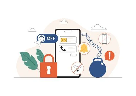 Digital Detox Vector Illustration Featuring Screen Time Reduction, Offline .. 库存插图