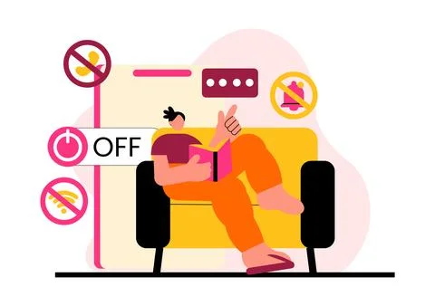 Digital Detox Vector Illustration Featuring People Disconnecting from Smart.. Stock Illustration