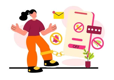 Digital Detox Vector Illustration Featuring People Disconnecting from Smart.. Stock Illustration