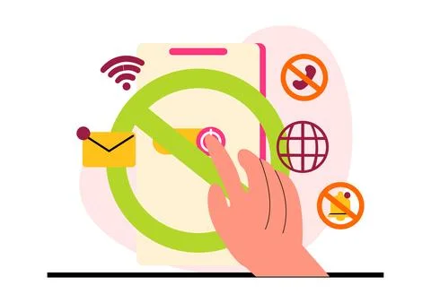 Digital Detox Vector Illustration Featuring People Disconnecting from Smart.. Illustrazione stock