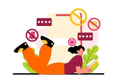 Digital Detox Vector Illustration Featuring People Disconnecting from Smart.. Illustrazione stock
