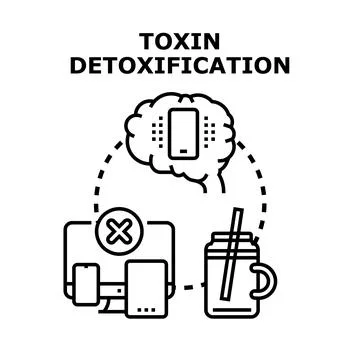 Digital detoxification concept removing screen time toxins Stock Illustration