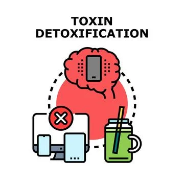 Digital detoxification concept removing screen time toxins Stock Illustration