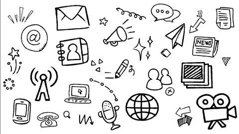 Digital Device and Basic Media Hand Drawn Doodle Animation Stock Footage 344308073