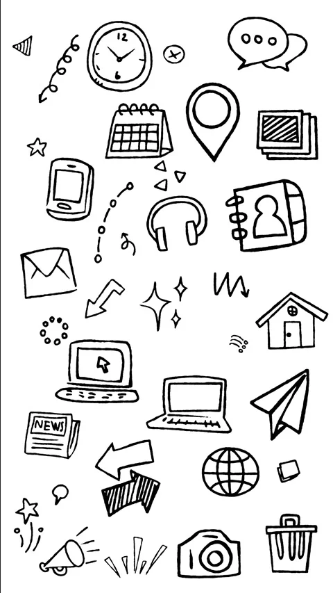 Digital Device and Basic Media Hand Drawn Doodle Animation Vertical Stock Footage 344308222