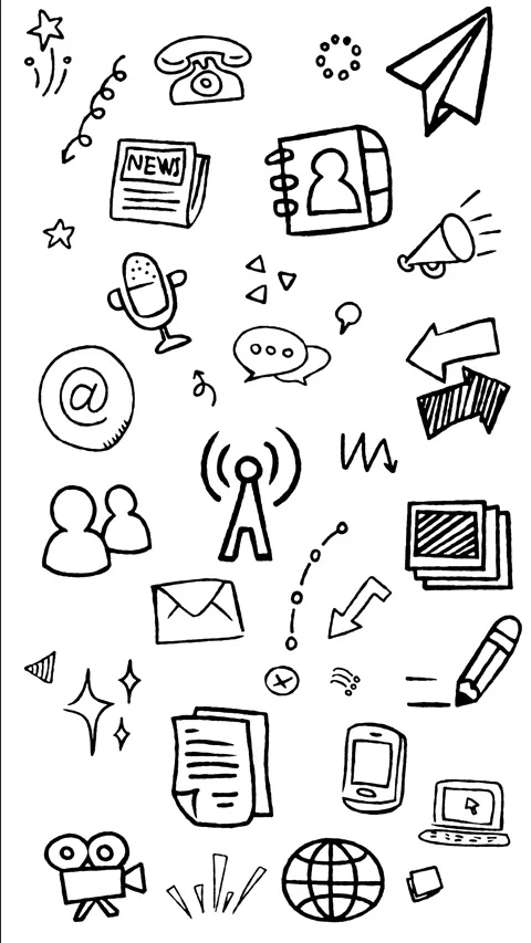 Digital Device and Basic Media Hand Drawn Doodle Animation Vertical Stock Footage 344308235
