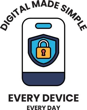 A digital device with a blue and white shield and a keypad Illustrazione stock
