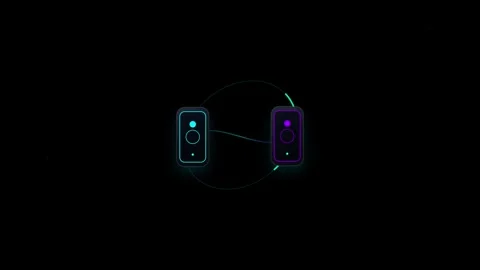 Digital device connection animation with glowing light orb moving between t.. 스톡 동영상 345360430