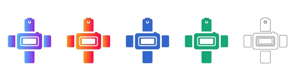 Digital Device Cross Icon Set for Tech and UI Design Stock Illustration