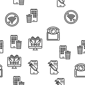 Digital Device Detox Vector Seamless Pattern Stock Illustration
