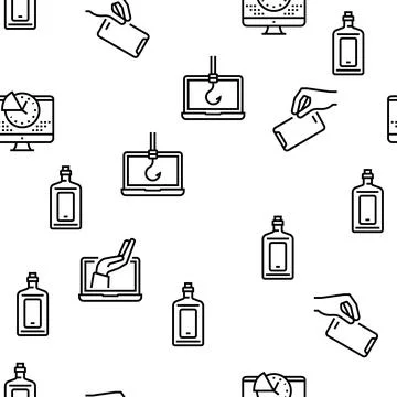 Digital Device Detox Vector Seamless Pattern Stock Illustration