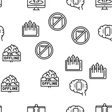 Digital Device Detox Vector Seamless Pattern Illustrazione stock