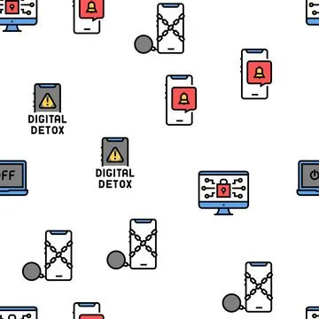 Digital Device Detox Vector Seamless Pattern Stock Illustration