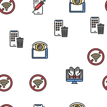 Digital Device Detox Vector Seamless Pattern Illustrazione stock
