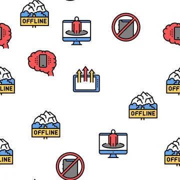 Digital Device Detox Vector Seamless Pattern Illustrazione stock