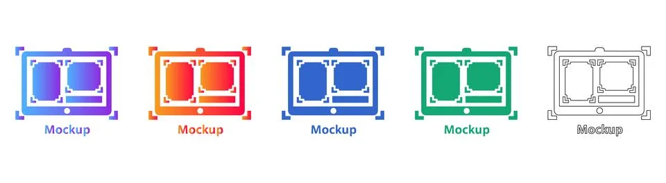 Digital Device Screen Mockup Icon Set 스톡 일러스트