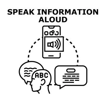 Digital device speaking information aloud concept Stock Illustration