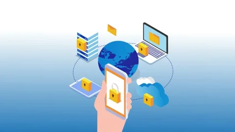 Digital devices with cloud computing security Stock Footage 223456884