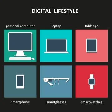 Digital devices icons Stock Illustration