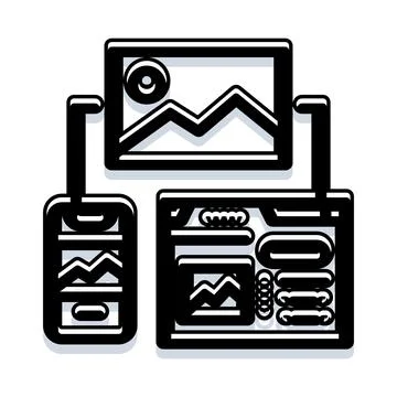 Digital devices sharing files in a connected network イラスト素材