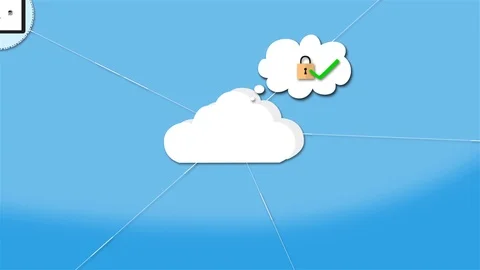Digital devices uploading to a safe Cloud Server service Stock Footage 124307094