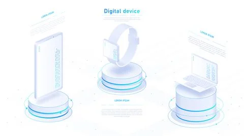 Digital devices white poster vector Illustrazione stock