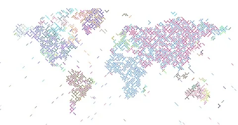 Digital Diagonal Map of Global Structure Stock Footage 312806126