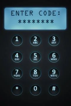 Digital dial plate An image of a digital dial plate with text enter code C... Stock-Fotos