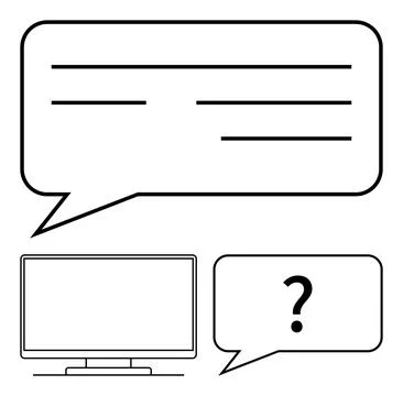 Digital Dialogue Chat Bubbles and Computer Screen Illustrating Online Commu.. Illustrazione stock