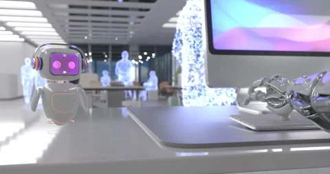 Digital Dialogue: Chatbot at Work on the Office Desk Stock Footage 278013991