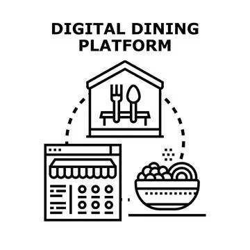 Digital dining platform concept illustrating restaurant business automation,  Stock Illustration