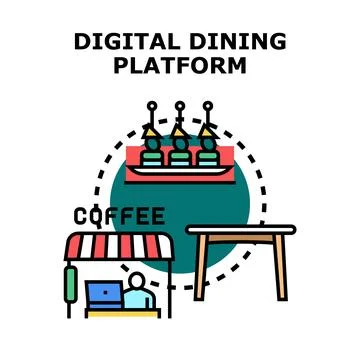 Digital dining platform concept for modern food service Stock Illustration