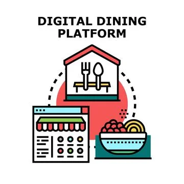 Digital dining platform connecting customers with online restaurant food or.. Stockillustratie