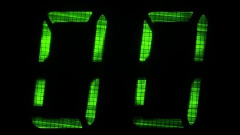 Digital direct reading timer with 60 seconds interval, the green numbers Stock Footage 71256187
