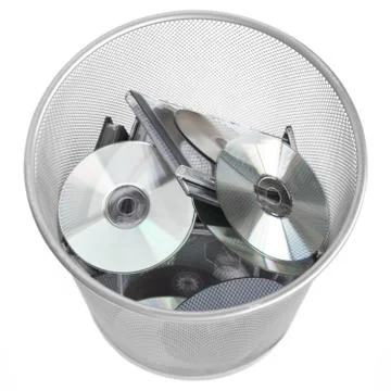 Digital discs in dustbin Stock Photos