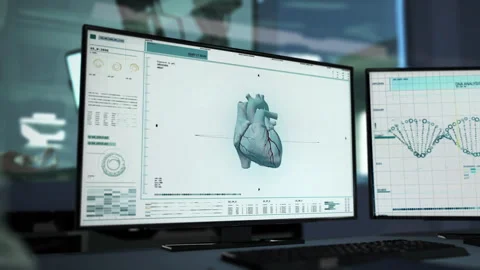Digital disease diagnosis tech identifies Cardiac Ischemia in a patients heart Stock Footage 276317477