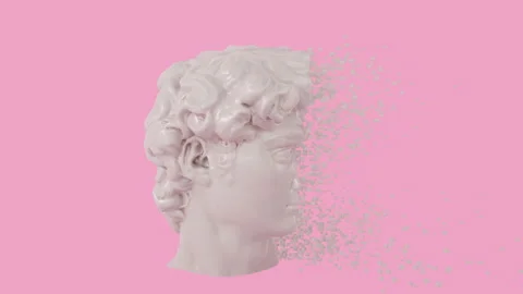 Digital Disintegration of David head on pink background. Stock Footage 217416240