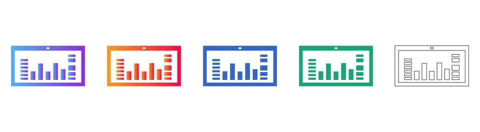 Digital Display Bar Chart Icons 스톡 일러스트