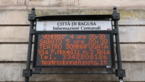 Digital display board in Ragusa with event info Stock Footage 310511438