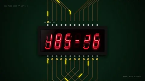 Digital Display on a Circuit Board Background with Rapidly Changing Red Num.. 動画素材 347276825